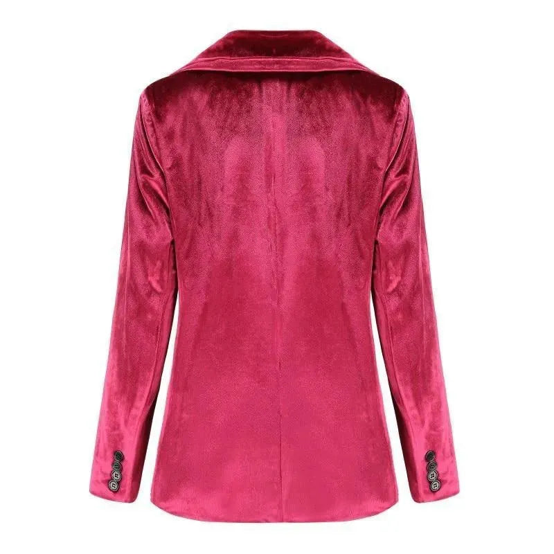 Women's Smooth Session Velvet Blazer - Casual Plain Solid Jacket for Office, Party & Evening Wear | Elegant Velvet Blazer for Women