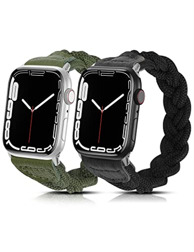 Stretchy Braided Solo Loop Band for Apple Watch 38mm 40mm 41mm 42mm 44mm 45mm 49mm - Soft Elastic Woven Strap Compatible with iWatch Series 8/7/6/5/4/3/2/1 & SE - Perfect for Workouts, Running & Everyday Wear
