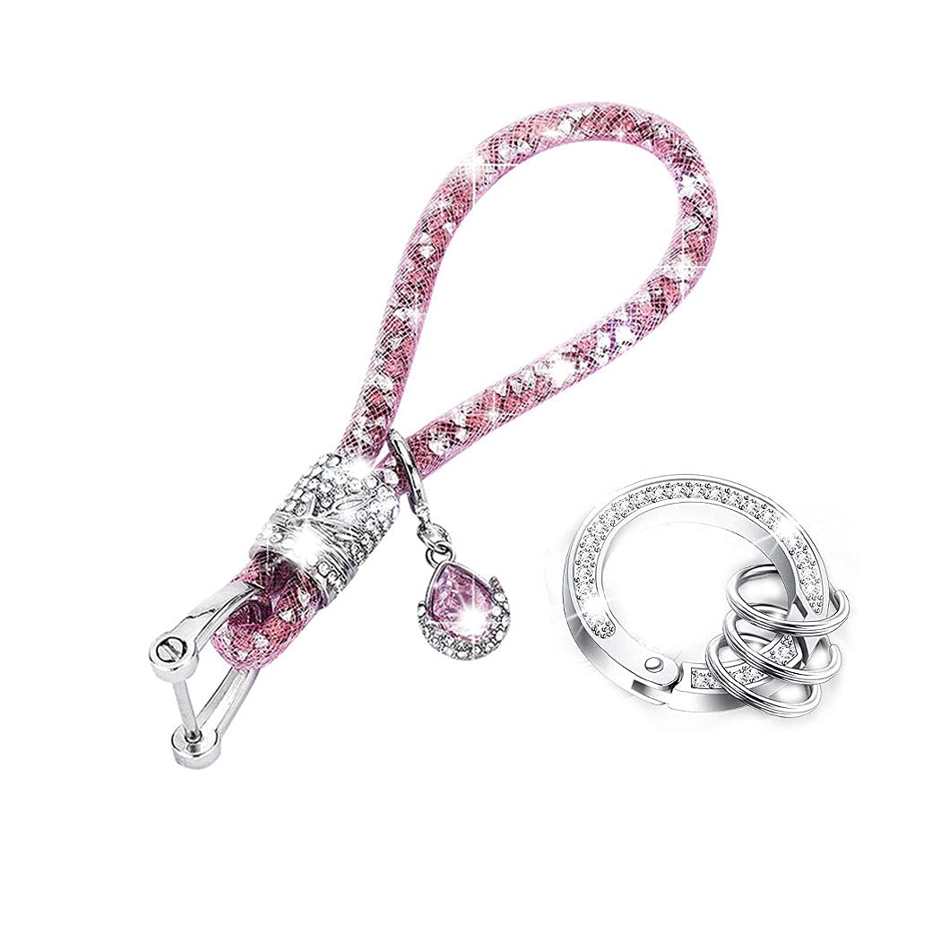 Sparkling Crystal Car Keychain for Women - Elegant Rhinestone Key Ring with Durable Strap | Perfect Gift for Her, Car Enthusiasts & Daily Use