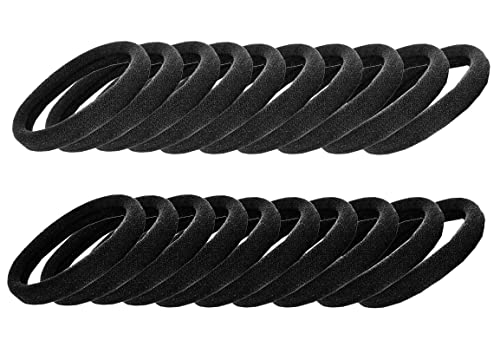 20-Pack Black Hair Ties for Thick Hair - Soft Scrunchies Hair Bands for Women & Girls, Stretchable Ponytail Holders & Hair Elastics for Men & Women - Perfect for Workouts, Office & Everyday Use