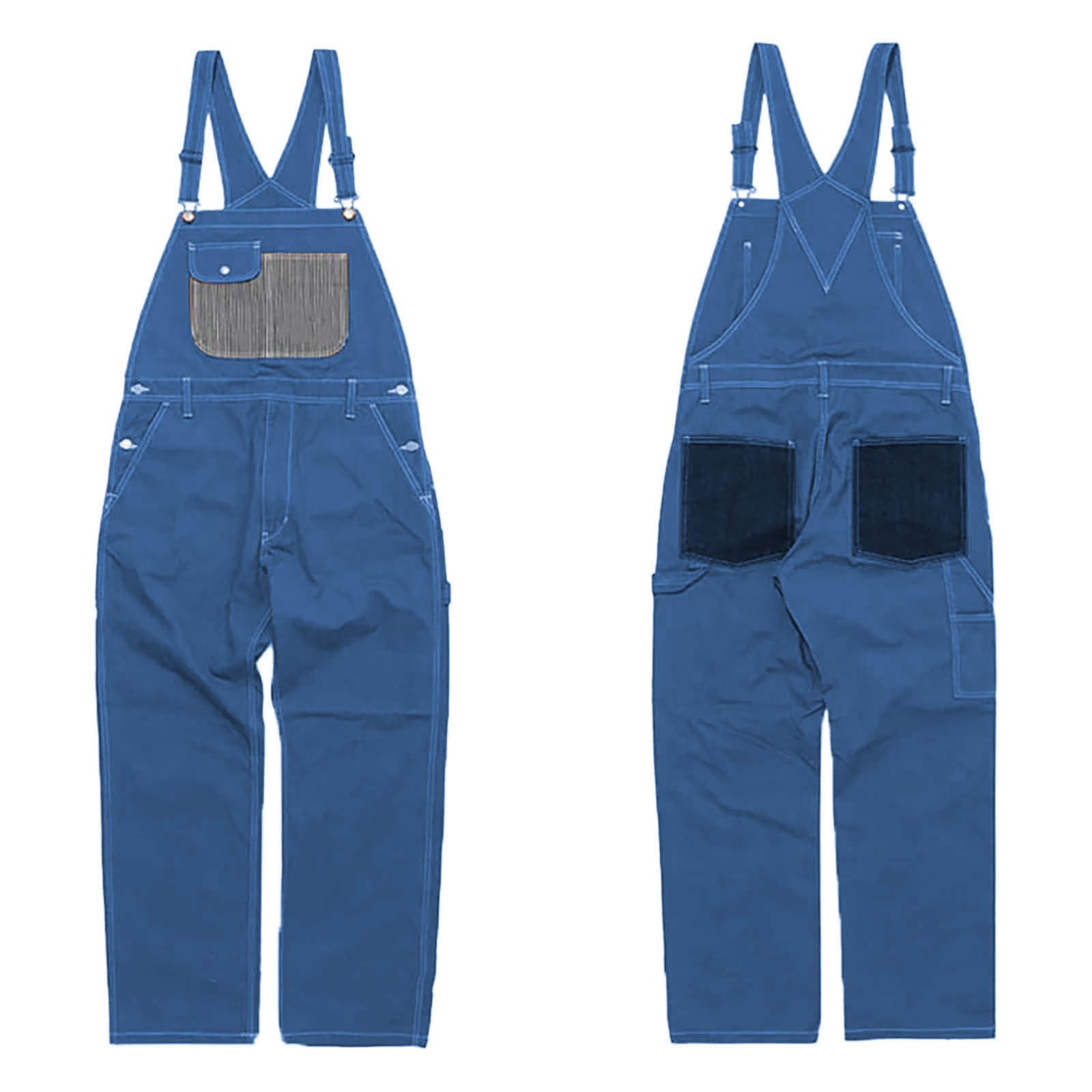 Men's Denim Overalls with Braces - Durable Work Trousers & Streetwear Jeans | Multiple Pockets, Wide Cut Design for Construction, Gardening & Casual Wear