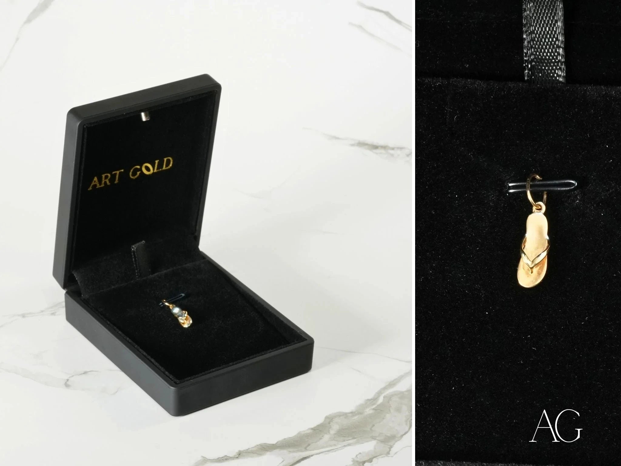 Golden Flip Flop Pendant Necklace - 14K Gold Plated Beach Jewelry for Women - Perfect for Summer Vacations, Pool Parties & Boho Fashion