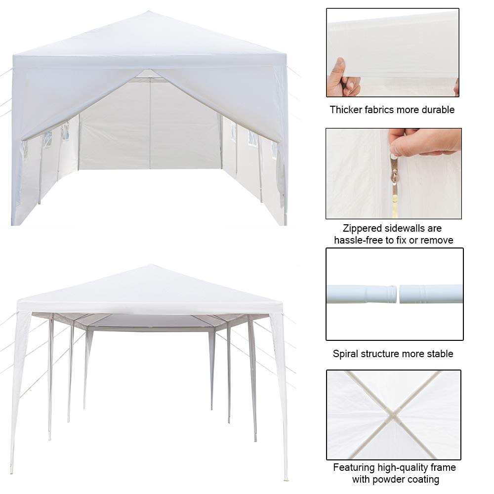 10'x30' Waterproof Outdoor Canopy Tent - Heavy-Duty Party Wedding Gazebo with Removable Sidewalls & Upgraded Steel Frame - Perfect for Backyard Events, Camping, Picnics and Outdoor Gatherings