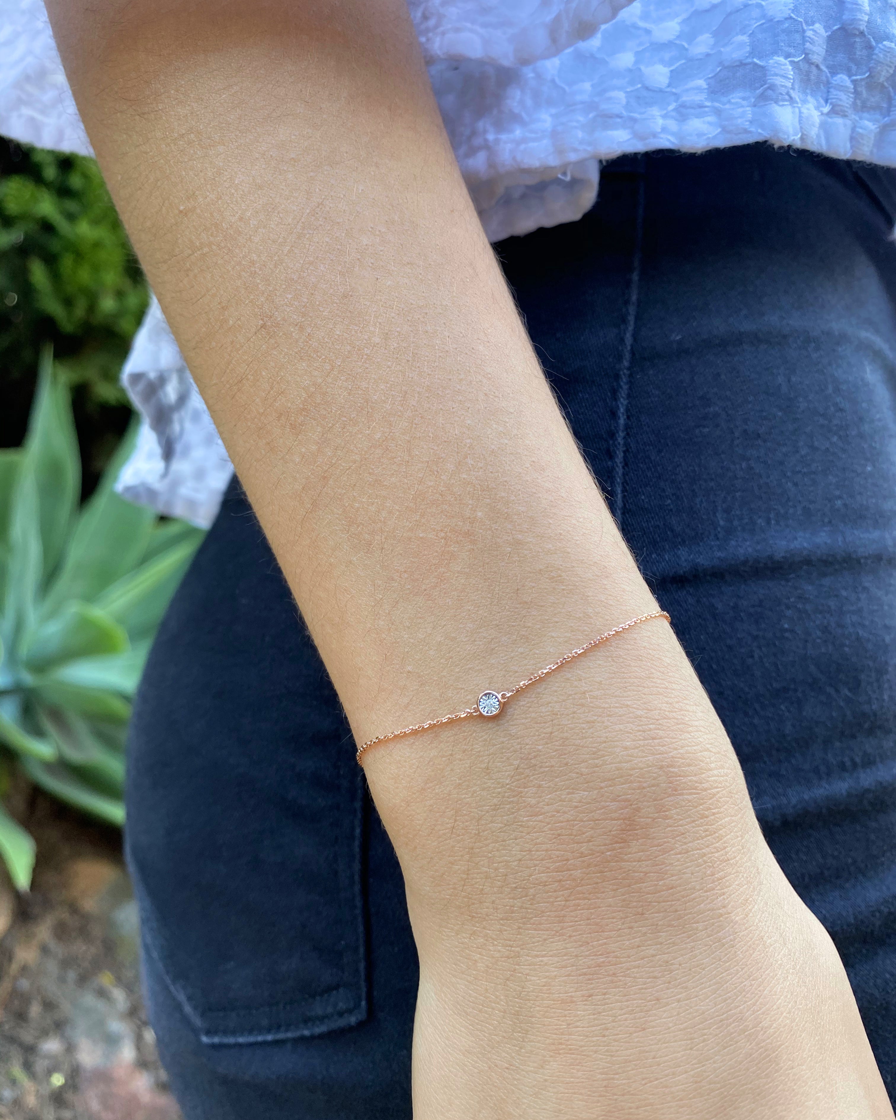 9ct Rose Gold Diamond Adjustable Bracelet (16-18cm) - Elegant Jewelry for Women, Perfect for Weddings, Parties & Special Occasions