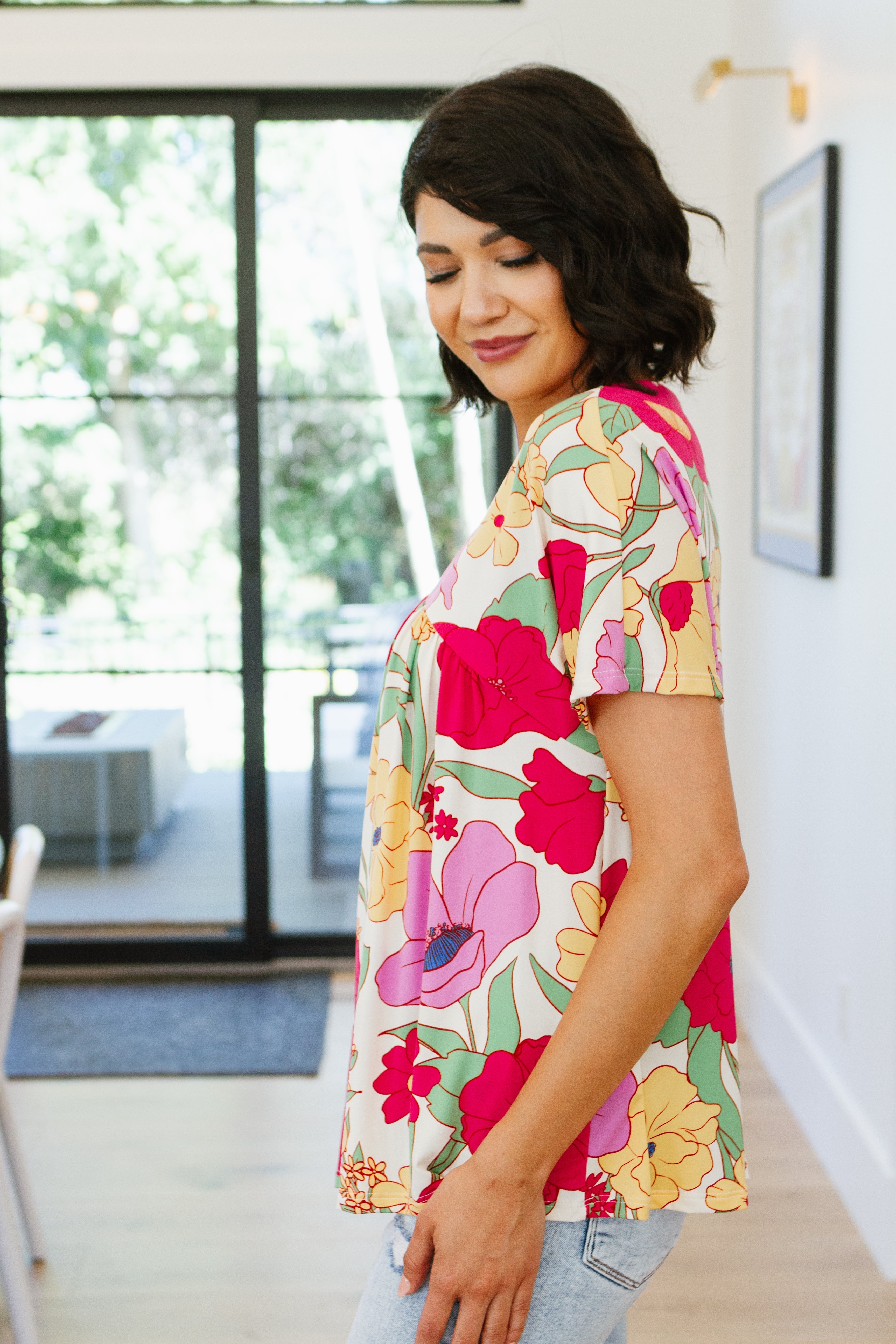 Do It Anyways Floral Print Women's Blouse - Elegant Flowy Top for Casual Wear, Office Outfits & Summer Dresses