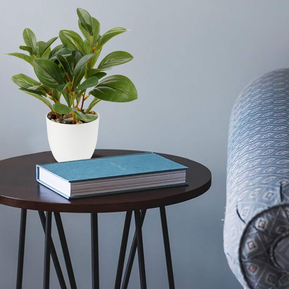 Briful Artificial Mini Camellia Potted Plants - Small Faux Plastic Flowers with Ceramic Vase for Home, Office, Desk Decor - Perfect for Kitchen, Bathroom, Living Room & Indoor Greenery
