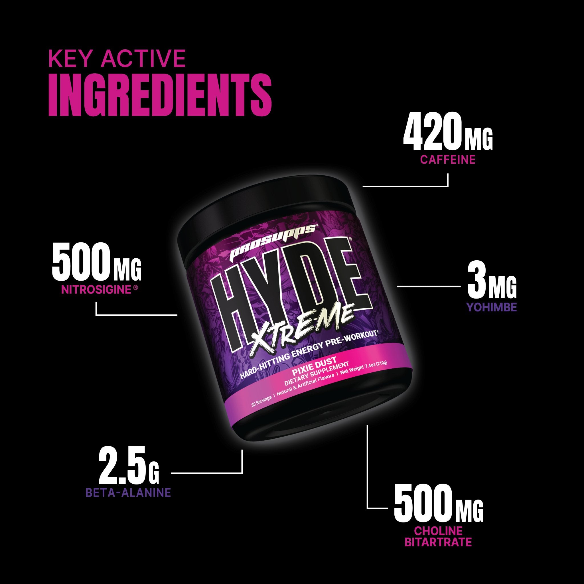 Pro Supps HYDE Xtreme Pre-Workout Powder - Energy & Strength Booster for Gym, Fitness & Bodybuilding | Best for Intense Training & Muscle Growth
