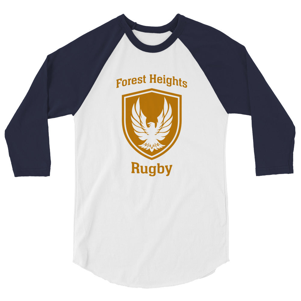 GHFH Rugby Raglan 3/4 Sleeve T-Shirt for Men - Vintage Athletic Style Top for Rugby, Casual Wear & Sports Enthusiasts