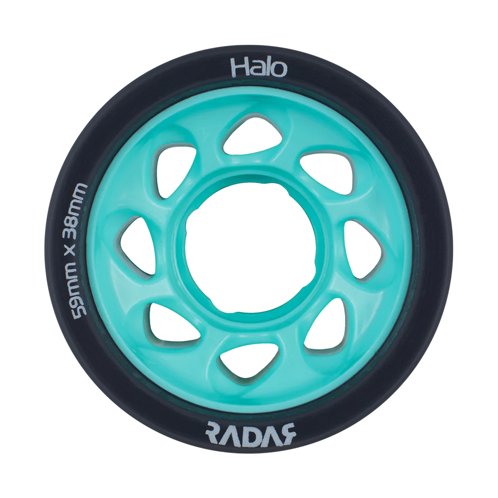 Radar Halo Wheels 59mm 4 Pack - Premium Skateboard Wheels for Smooth Riding & Tricks | Perfect for Street Skating, Park & Vert Ramps