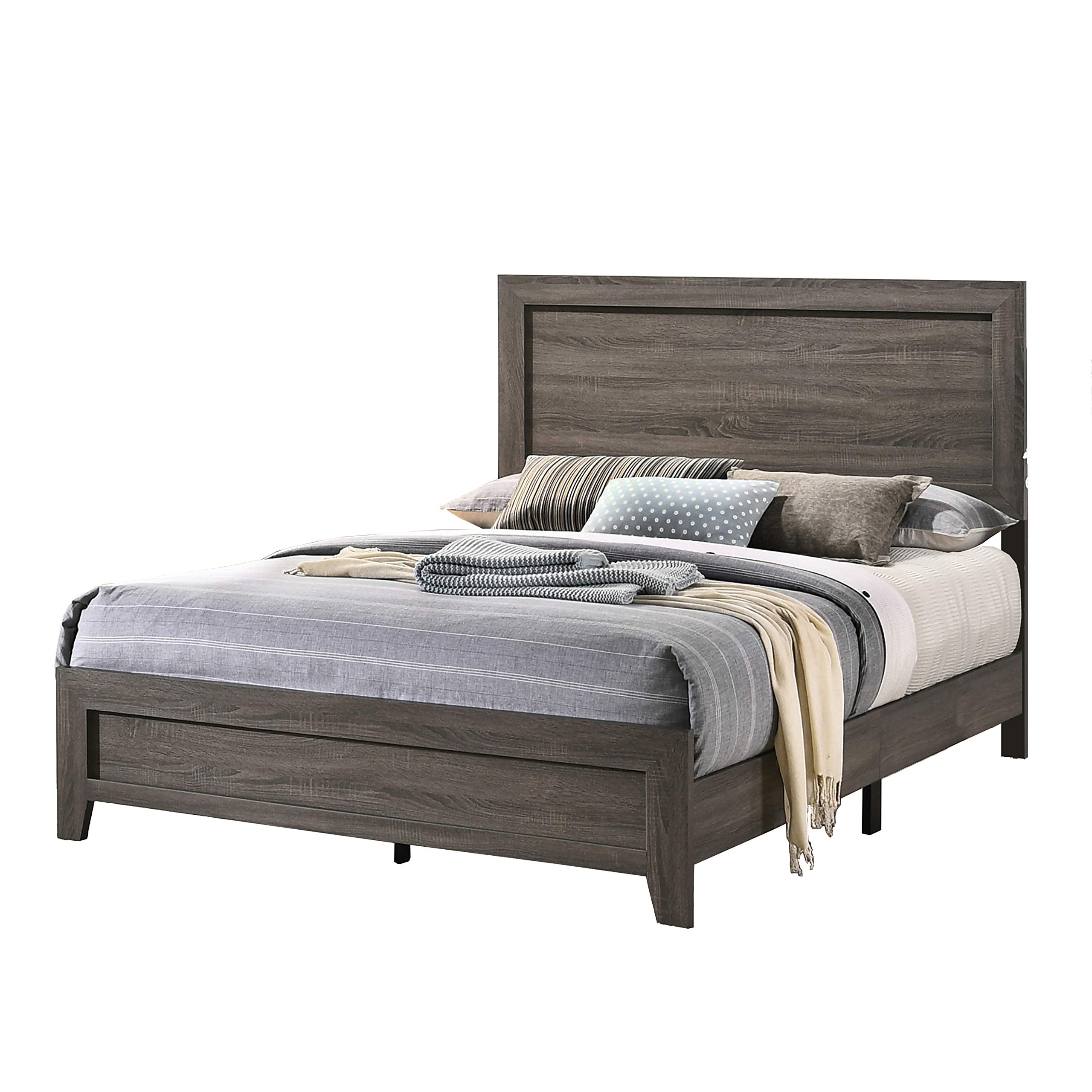 Premium Full Size Bed Frame with Sturdy Metal Support - Gray Modern Bedroom Furniture for Small Spaces & Guest Rooms