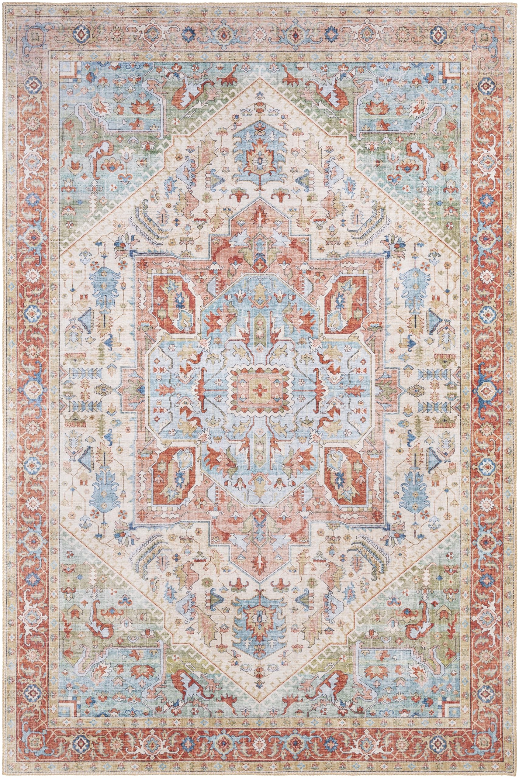 Mark&Day 4x6 Traditional Beige Area Rug - Soft Plush Carpet for Living Room, Bedroom, Kitchen - Non-Slip Comfortable Floor Mat (3'6