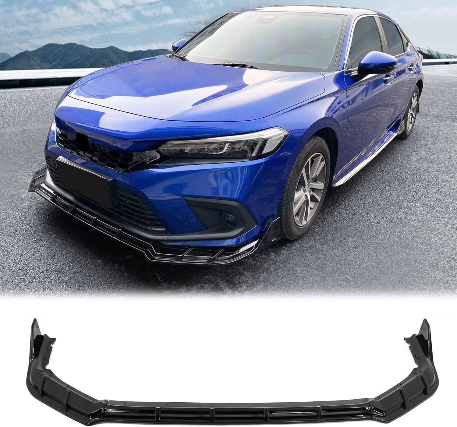 2022-2024 Honda Civic 11th Gen FE C-Style Front Bumper Lip Spoiler - 3PC Set for Sporty Look & Enhanced Aerodynamics - Perfect for Street Racing & Car Shows