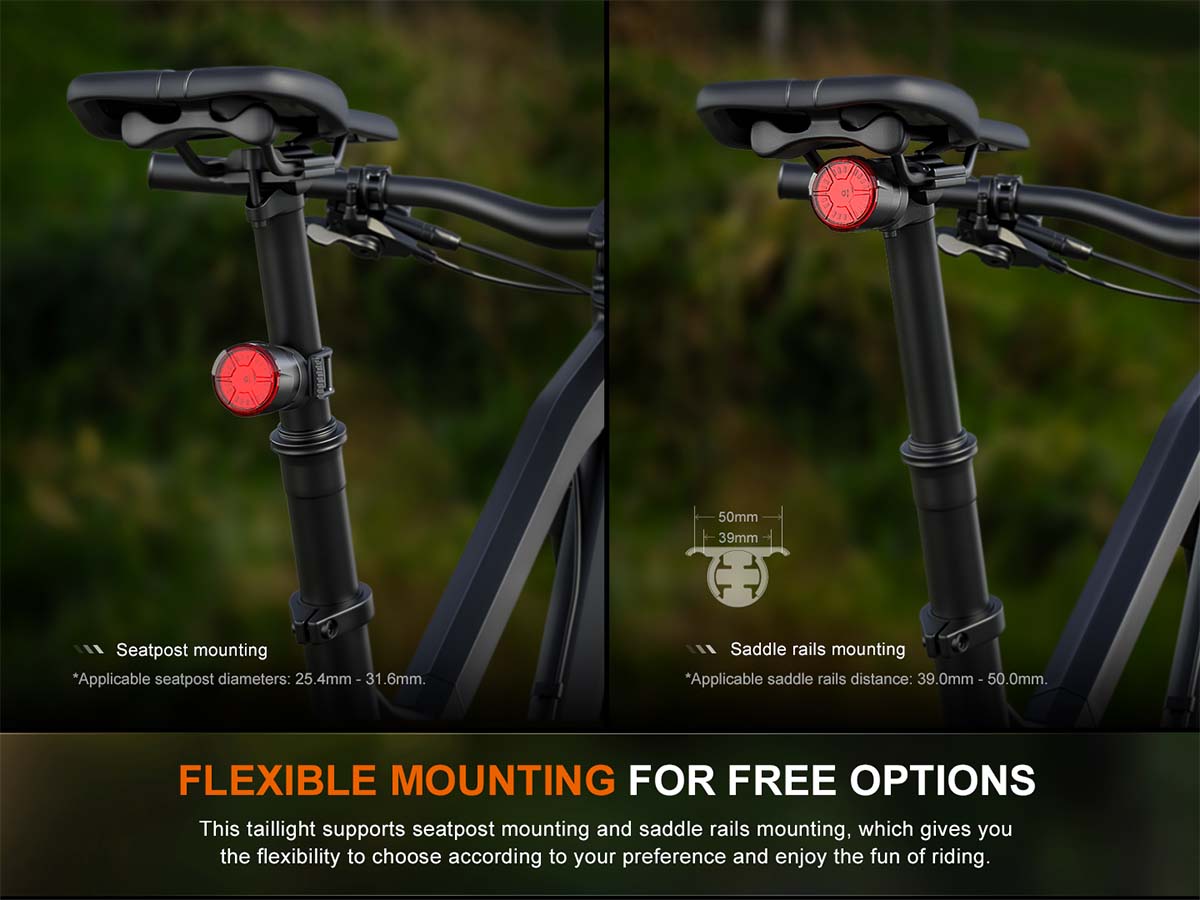 Fenix BC06R USB Rechargeable Bike Tail Light - 300 Lumens, 5 Lighting Modes, IP66 Waterproof for Cycling Safety at Night & Commuting