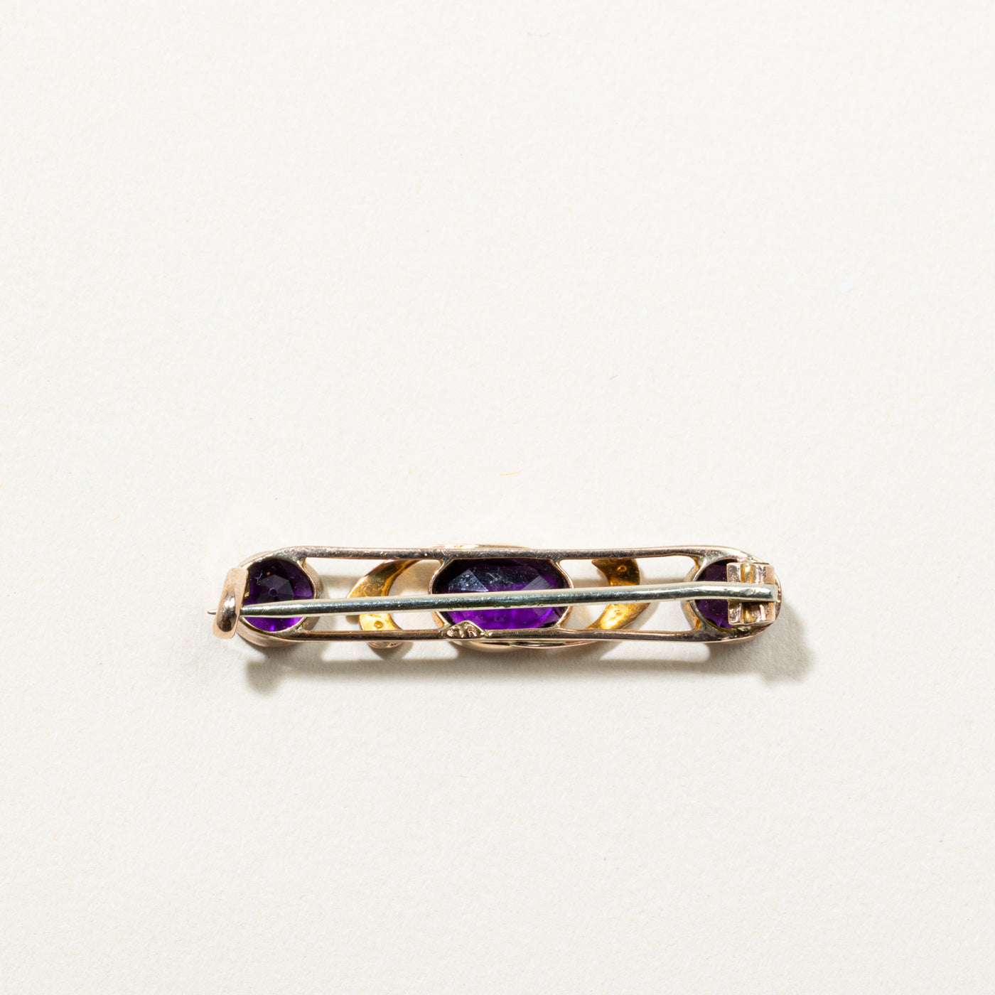 Antique Three Stone Amethyst Brooch - 1.80 Carat Total Weight (CTW) Vintage Jewelry for Women | Elegant Gift for Mother's Day, Wedding & Special Occasions