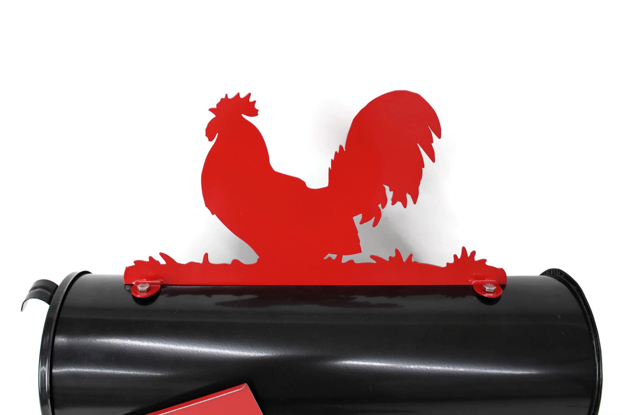 Farm and Ranch Metal Mailbox Topper - Rustic Rooster Design in Vibrant Red | Weatherproof Outdoor Mailbox Decor for Country Homes & Rural Properties