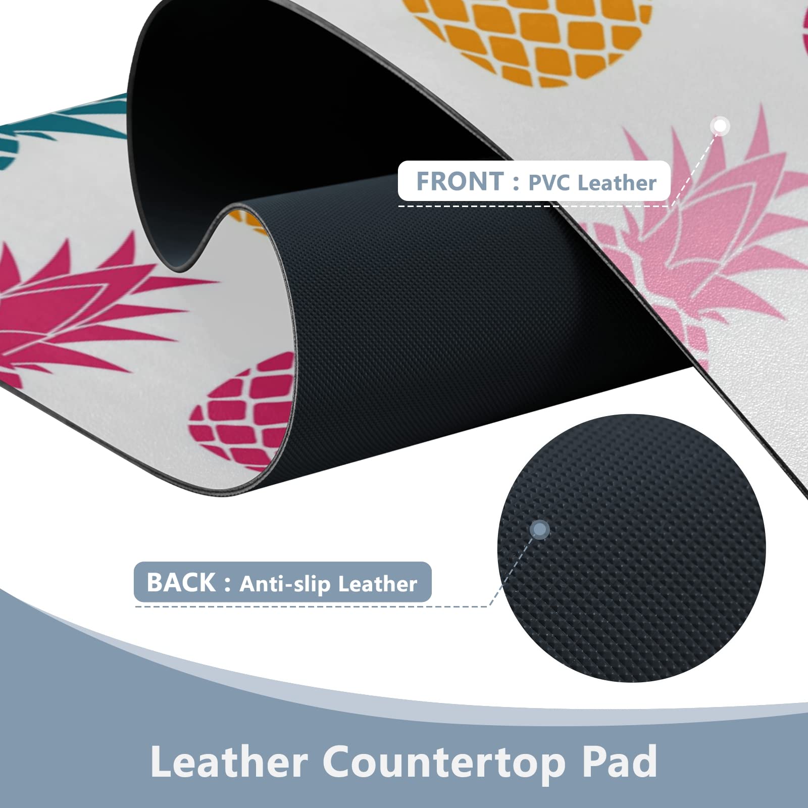 Premium Pineapple Print Leather Desk Mat - Dual Sided Waterproof Large Mouse Pad (23.6x47.2in) for Office, Gaming & Home - Writing Surface, Desk Protector & Stylish Workspace Decor