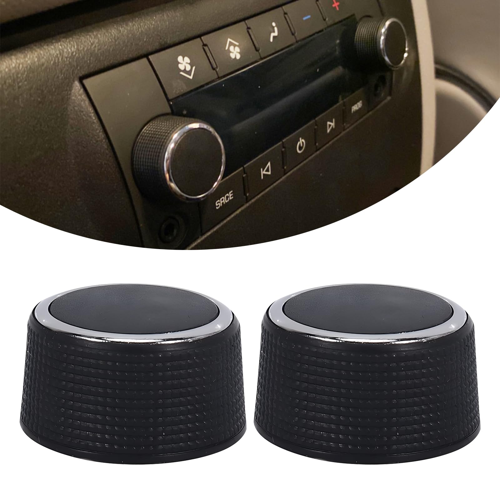 2 PCS Car Radio Volume Knob Replacement Kit - 3D Anti-Slip Plastic Button for Cadillac Chevrolet GMC (22912547) - Repair Damaged Radio Control Knobs - Perfect for DIY Car Audio Repair & Maintenance