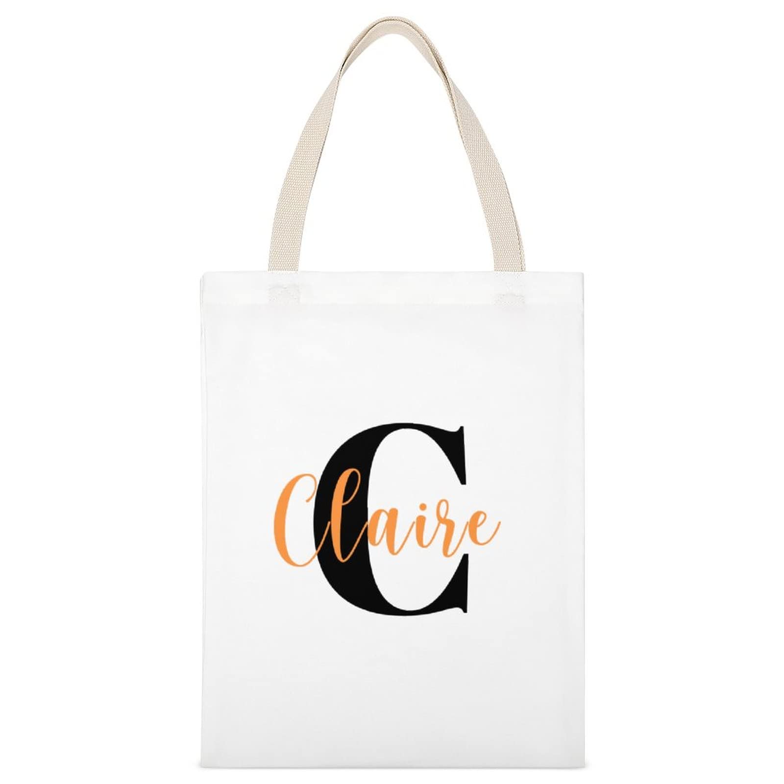 Personalized Custom Tote Bag with Initial & Name - Monogrammed Canvas Shopping Bag for Women, Beach, Grocery & Work - Unique Gift Idea