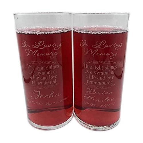 Personalized Engraved Memorial Candle Holder - Custom Tribute Vase for Loved Ones - Perfect for Memorial Services, Funerals & Home Remembrance Displays