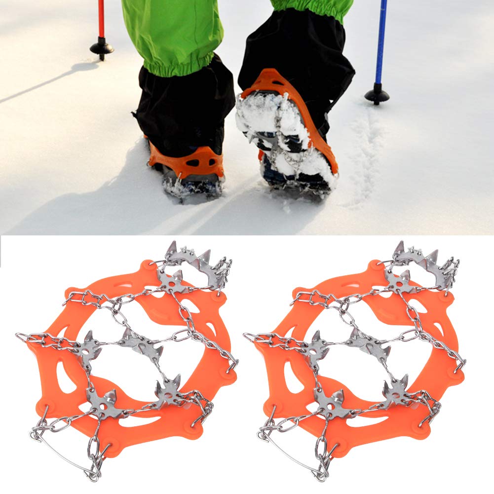 Alomejor 19-Tooth Stainless Steel Ice & Snow Cleats - Non-Slip Traction Grips for Shoes - Perfect for Hiking, Climbing & Winter Walking Safety