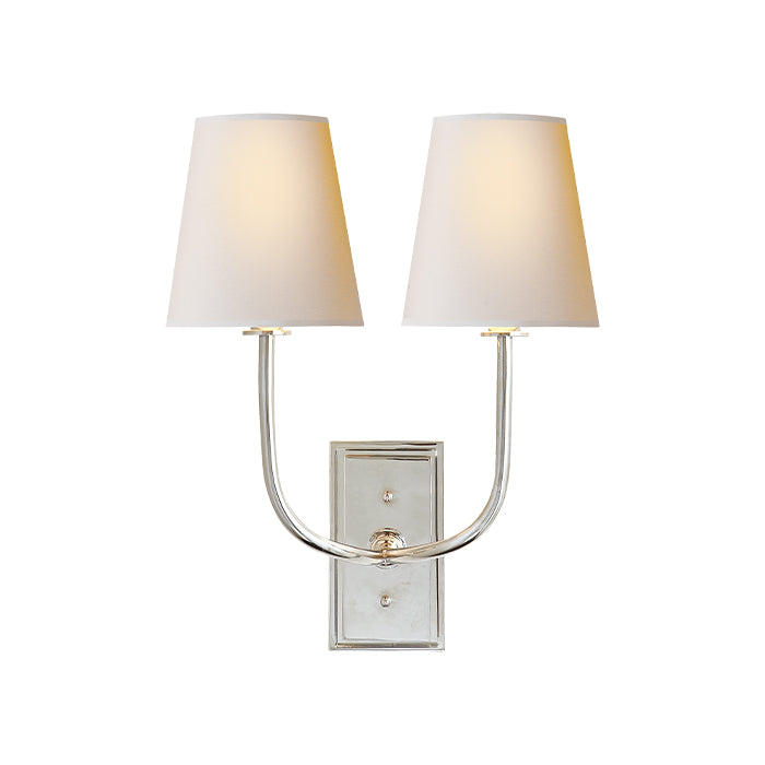 Hulton Double Sconce Wall Light - Modern Brass Finish with Clear Glass Shades for Living Room, Bedroom & Hallway Lighting Decor