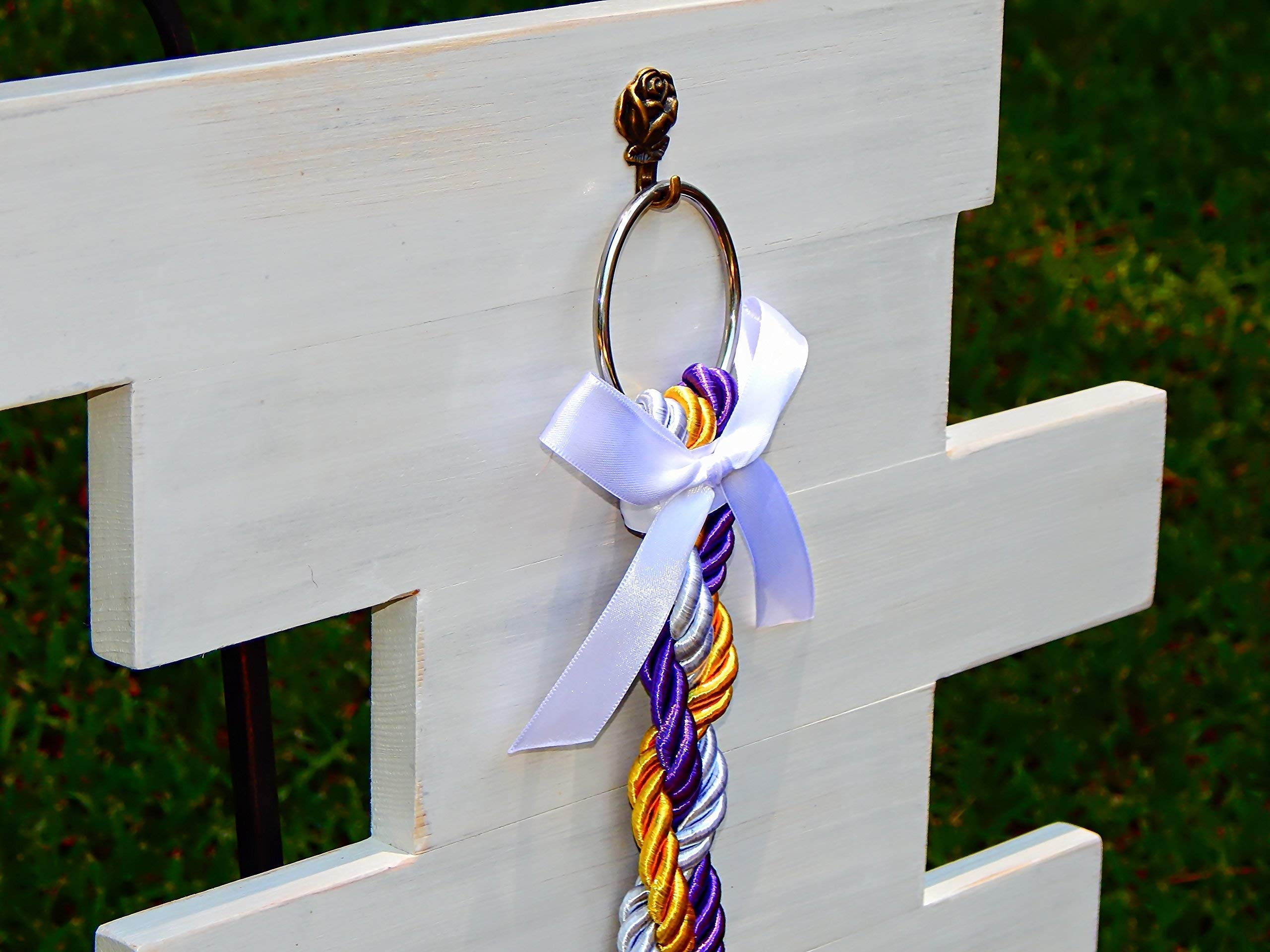 Large 32x20 White Unity Cross Wedding Sign with Detachable Three-Strand Braids - Perfect for Christian Weddings, Home Decor & Spiritual Gifts