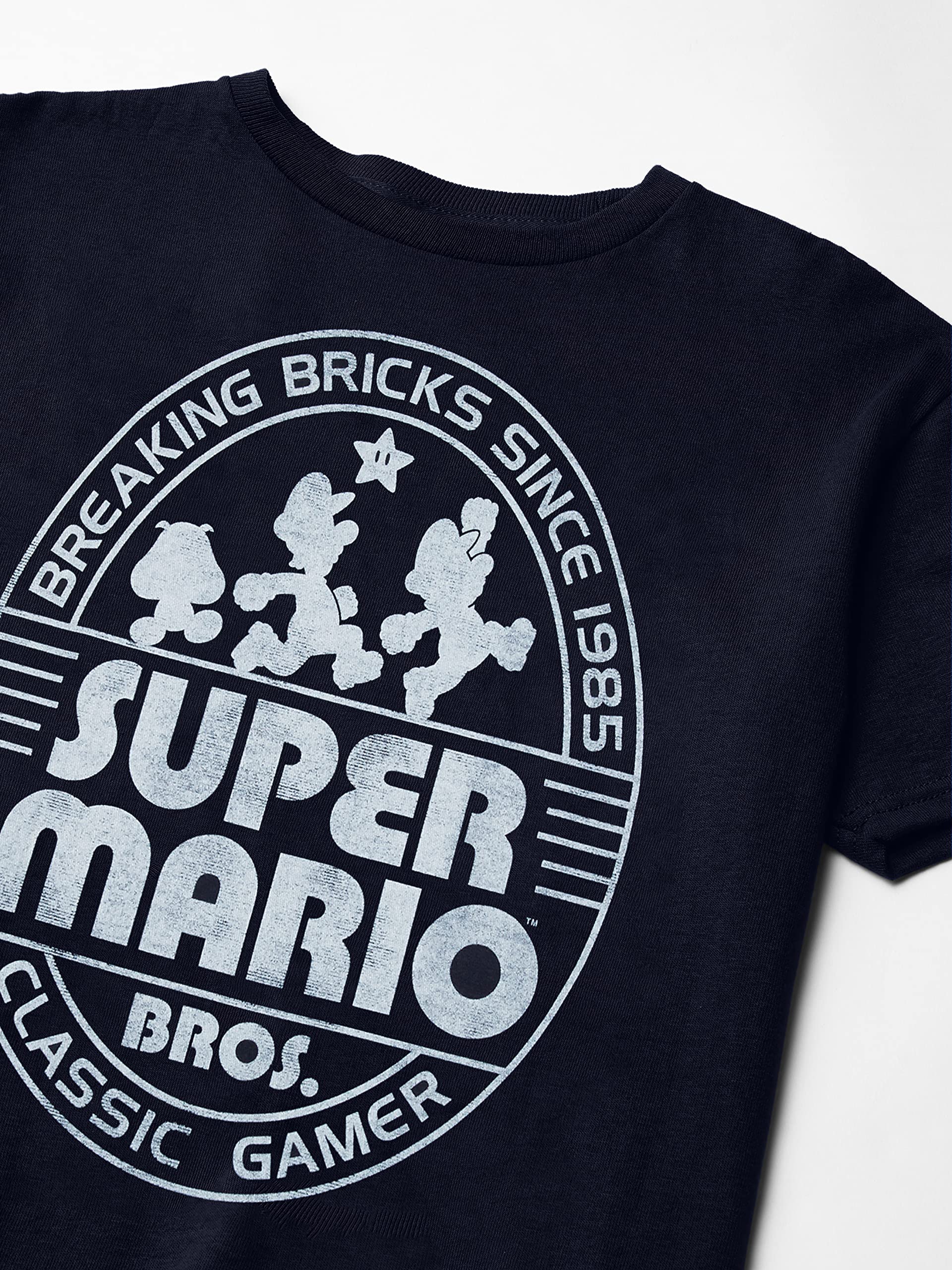 Nintendo Classic Gamer Boy's Premium Solid Crew Tee - Retro Gaming T-Shirt for Men - Comfortable Cotton Shirt for Casual Wear & Video Game Fans