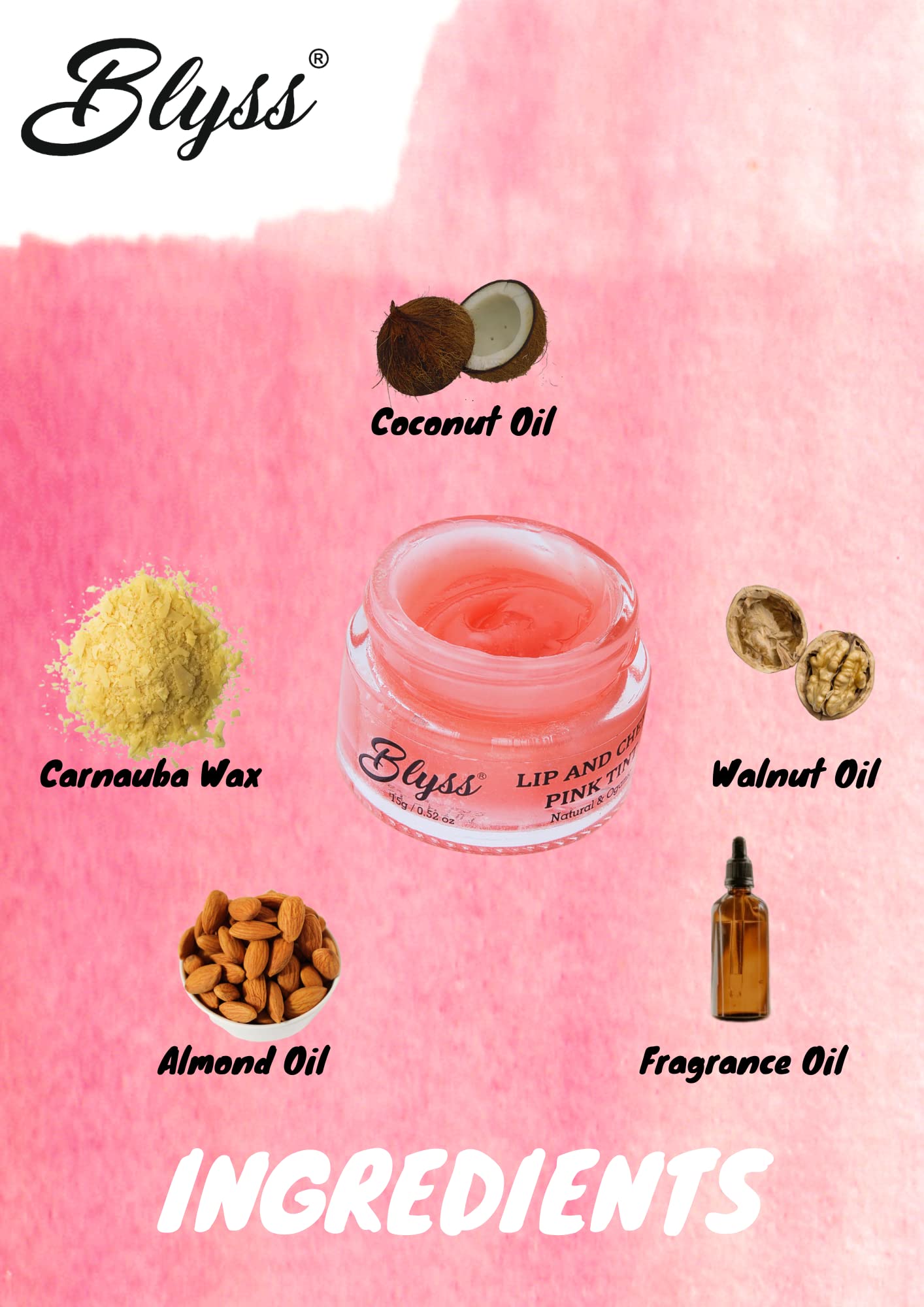 BLYSS Lip, Cheek & Eyelid Tint | 3-in-1 Cream Blush for Deep Moisturization | Enriched with Almond Butter & Coconut Oil | 15g | Perfect for Natural Makeup, Daily Glow & On-the-Go Touch Ups