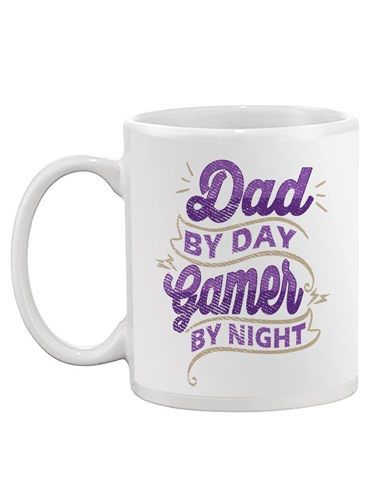 Smartprints Dad By Day Gamer By Night Coffee Mug - Funny Unisex Ceramic Cup for Office, Home & Gaming - Perfect Gift for Dads & Gamers