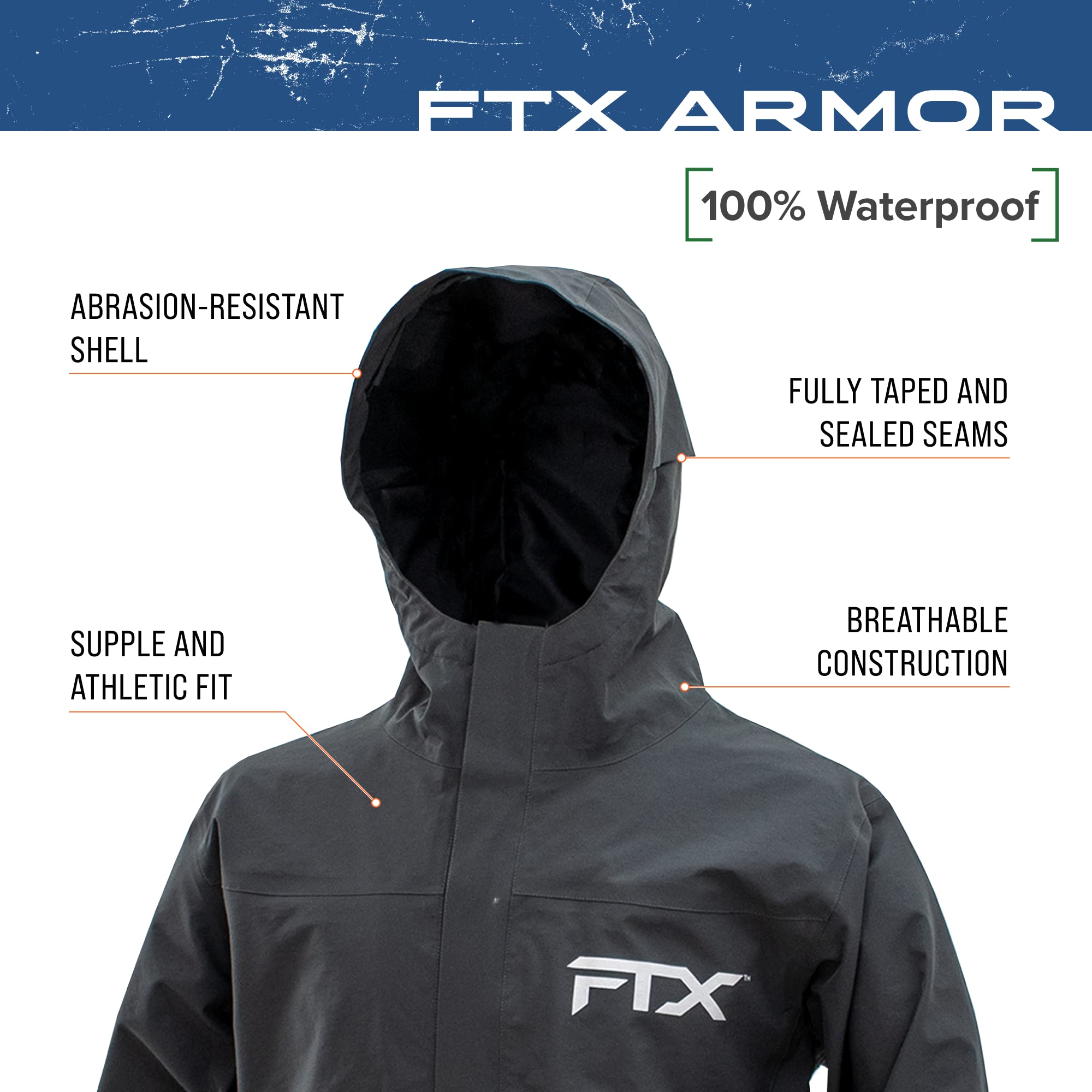 FROGG TOGGS Men's FTX Armor Waterproof Rain Jacket - Lightweight Outdoor Hunting & Fishing Gear for Hiking, Camping & Work