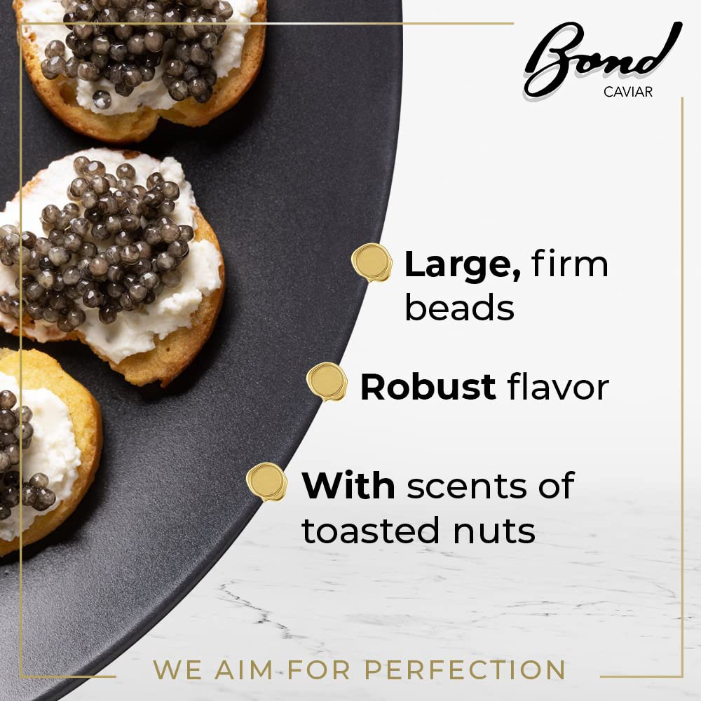 Premium White Sturgeon Caviar - Gourmet Black Caviar Roe with Glossy Golden Pearls, Malossol-Cured with Sea Salt | 3.5oz (100g) Glass Jar | Overnight Shipping | Perfect for Luxury Gifts, Fine Dining, Weddings & Special Occasions