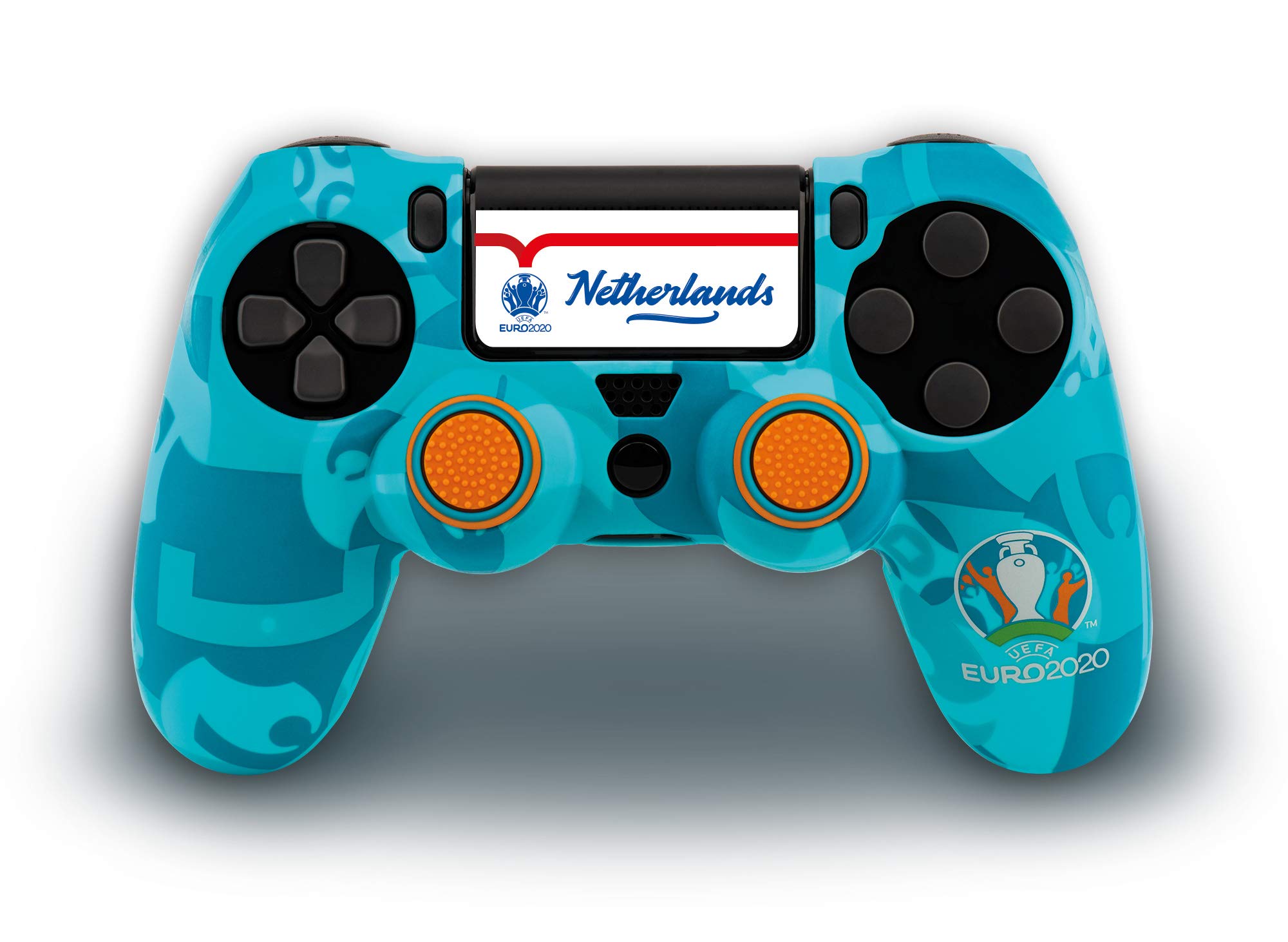 Qubick PS4 UEFA Euro 2020 Controller Skin - Blue Silicone Cover with Non-Slip Grip & Protective Function | Perfect for Gaming Tournaments & Long Play Sessions
