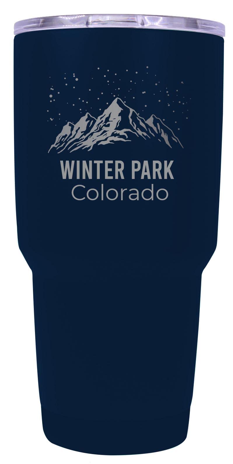 24 oz Insulated Stainless Steel Tumbler with Laser Engraved Winter Park Colorado Ski Snowboard Design - Perfect for Hot & Cold Drinks, Great Winter Souvenir & Gift for Skiers