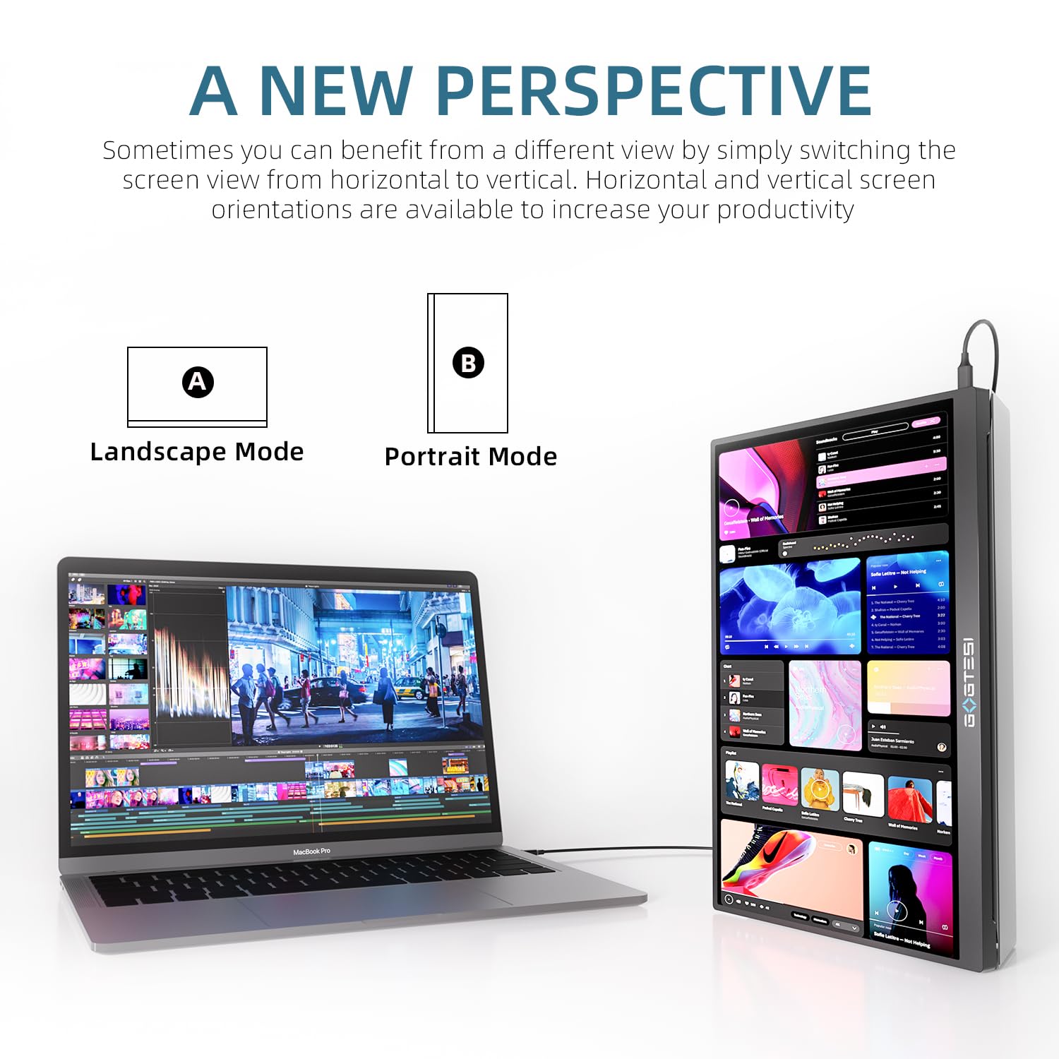 16 Inch Portable Monitor - 2.5K QHD 2560×1600 IPS Matte Screen, 60Hz Refresh Rate, Ultra Bright Eye Care Display with USB-C & HDMI for Laptop, PC, MAC, Phone, Nintendo Switch, PS5, Xbox - Perfect for Remote Work, Gaming & Travel
