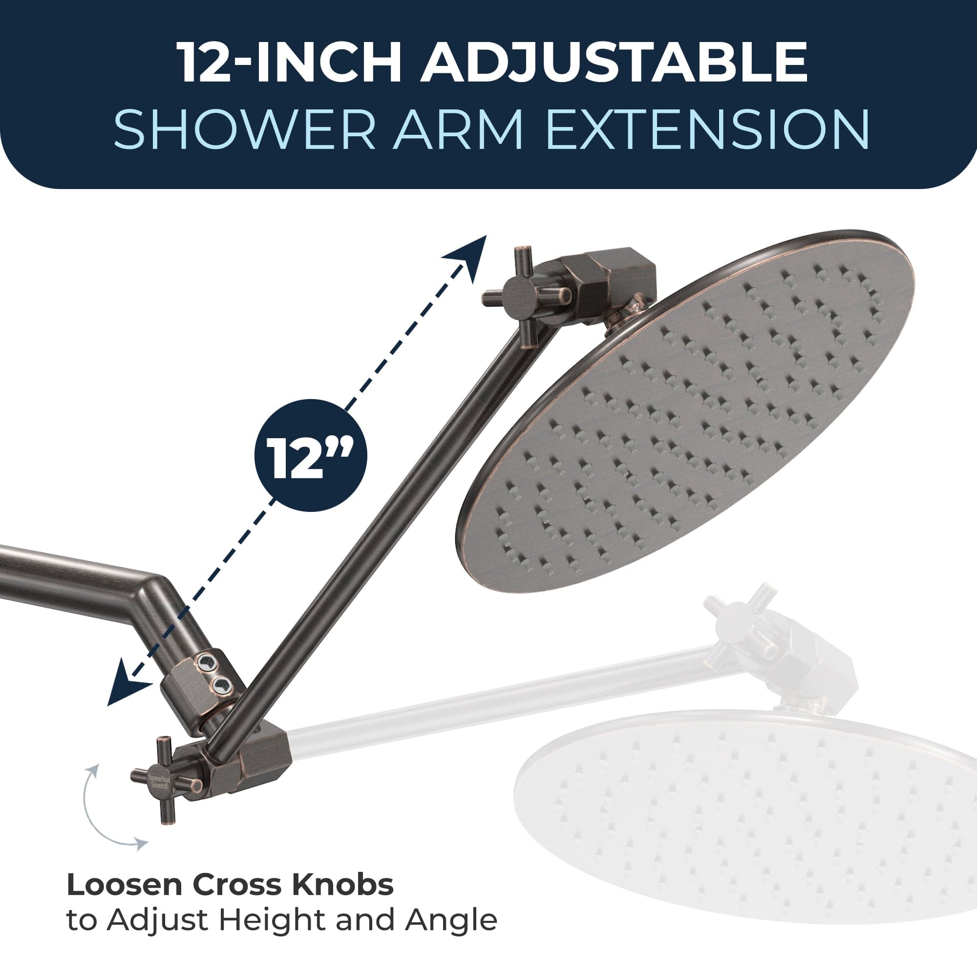All Metal Adjustable Shower Arm Extension - Extendable Shower Pipe for Height Adjustment, Perfect for Bathroom Renovation & Comfortable Showering Experience