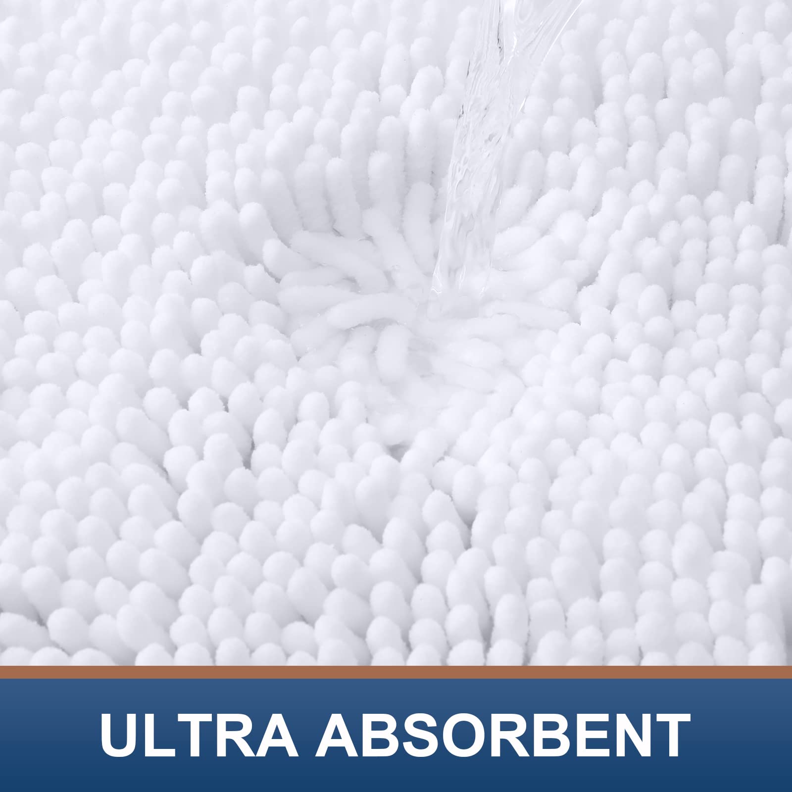 Premium Non-Slip Chenille Bathroom Rugs Set - 2 Piece Absorbent Shaggy Bath Mats for Bathroom, Shower & Tub - Machine Washable, Soft & Plush (30