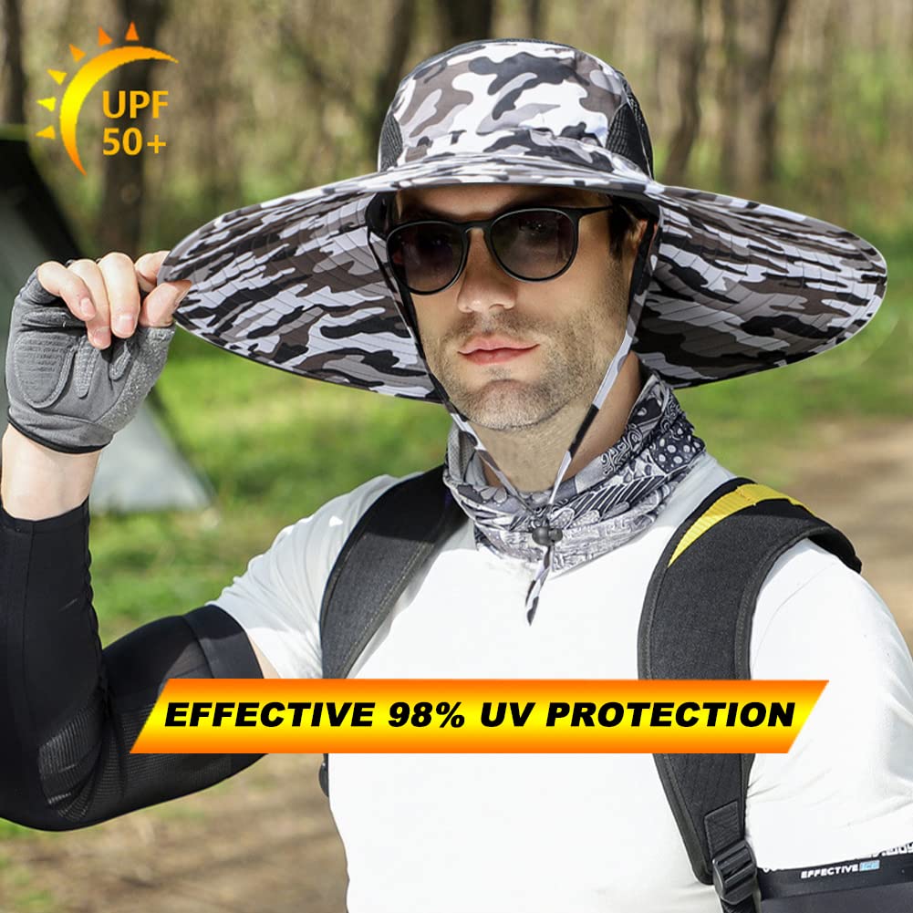 Wide Brim Sun Hat for Men & Women - UPF 50+ UV Protection Fishing Bucket Hat, Safari & Cowboy Style Summer Outdoor Hat | Perfect for Beach, Hiking, Gardening & Travel