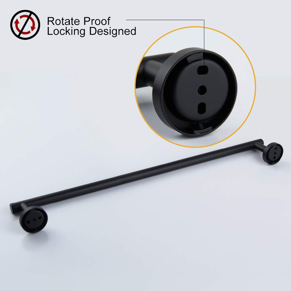 24-Inch Stainless Steel Towel Holder - Modern Matte Black Wall Mounted Bathroom Towel Bar for Showers & Spa | BEIGEEWY Bath Accessories