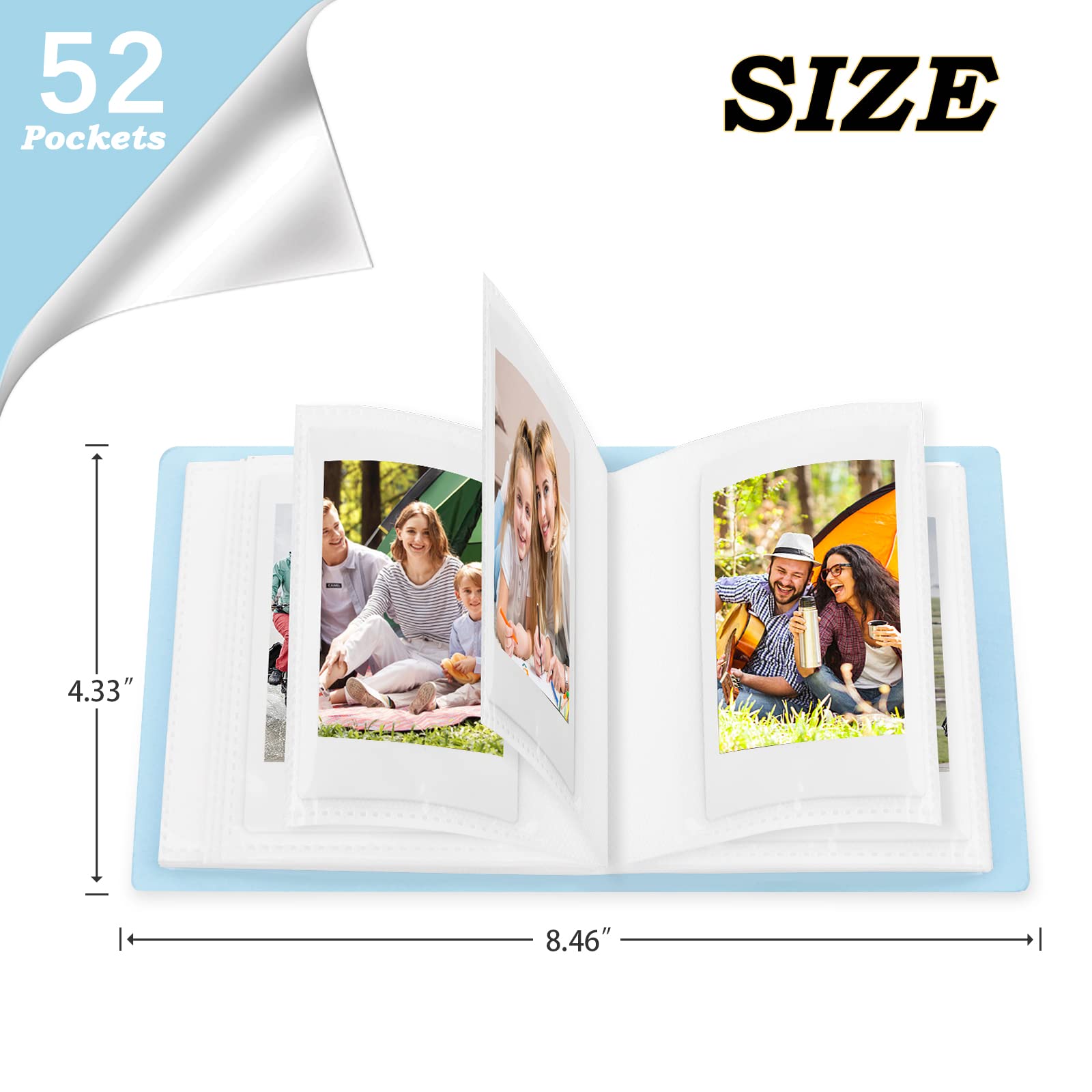 52-Pocket Small Photo Album for Fujifilm Instax Mini, Polaroid Snap & Z2300 - Holds 2x3 Instant Photos (Blue, 2-Pack) - Perfect for Travel Memories, Baby Photos & Party Snapshots