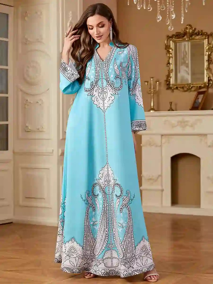Urgarment Elegant Beaded Mukhawar Eid Caftan Dress #254268 - Perfect for Eid Celebrations, Weddings & Special Occasions