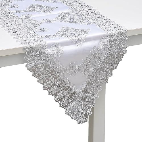White, Silver Floral Pattern