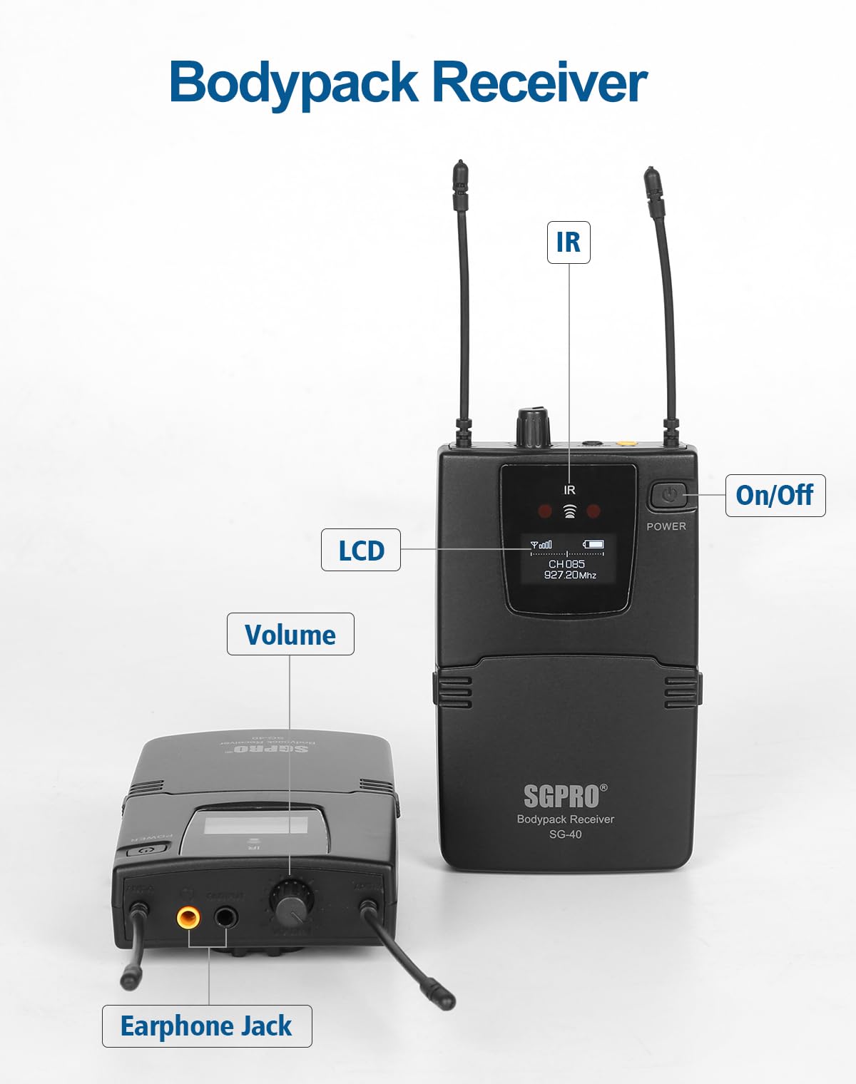 Professional Wireless In-Ear Monitor System - Mono IEM with Metal Transmitter & Bodypack Receiver, 85 Adjustable Frequencies, 262ft Range for Live Bands, Studio Recording & Stage Performances | Perfect for Musicians, DJs & Event Performers