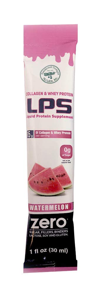 Nutritional Designs LPS Liquid Collagen & Whey Protein Powder Supplement - Sugar Free, Non-GMO Drink for Healthy Skin, Hair & Joint Support - Watermelon Flavor (100 Single Serve Packets) | Perfect for Post-Workout Recovery, Beauty Routine & Daily Wellness Boost