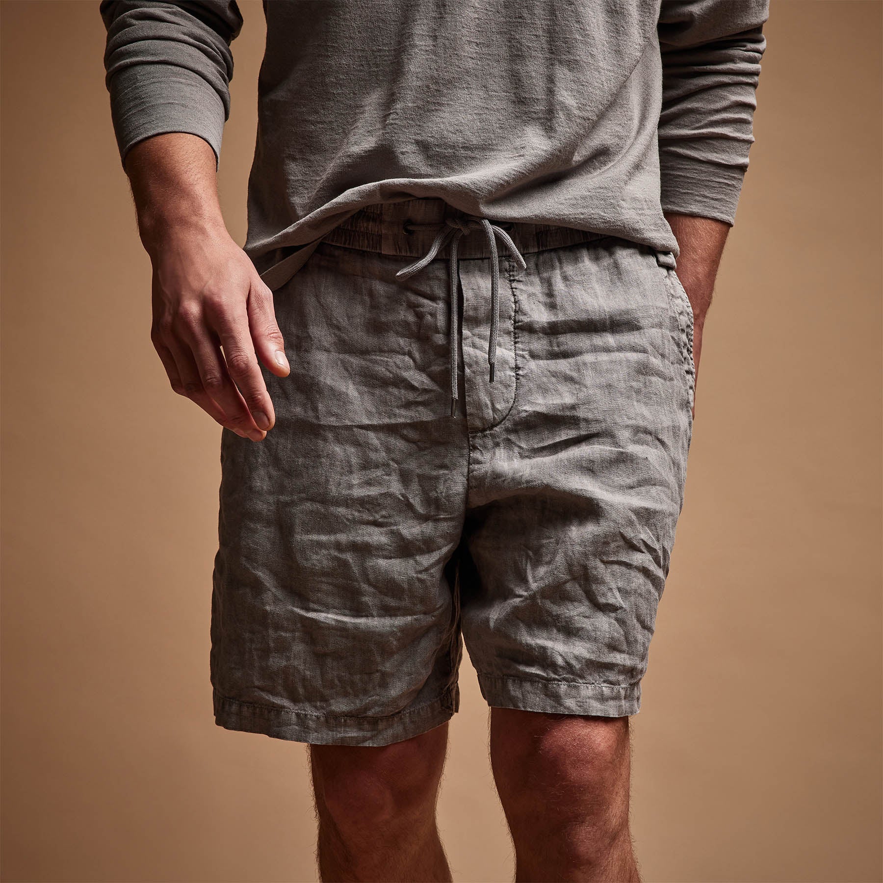 Relaxed Fit Linen Shorts for Men - Silver Grey Pigment | Comfortable Summer Casual Wear for Beach & Outdoor Activities
