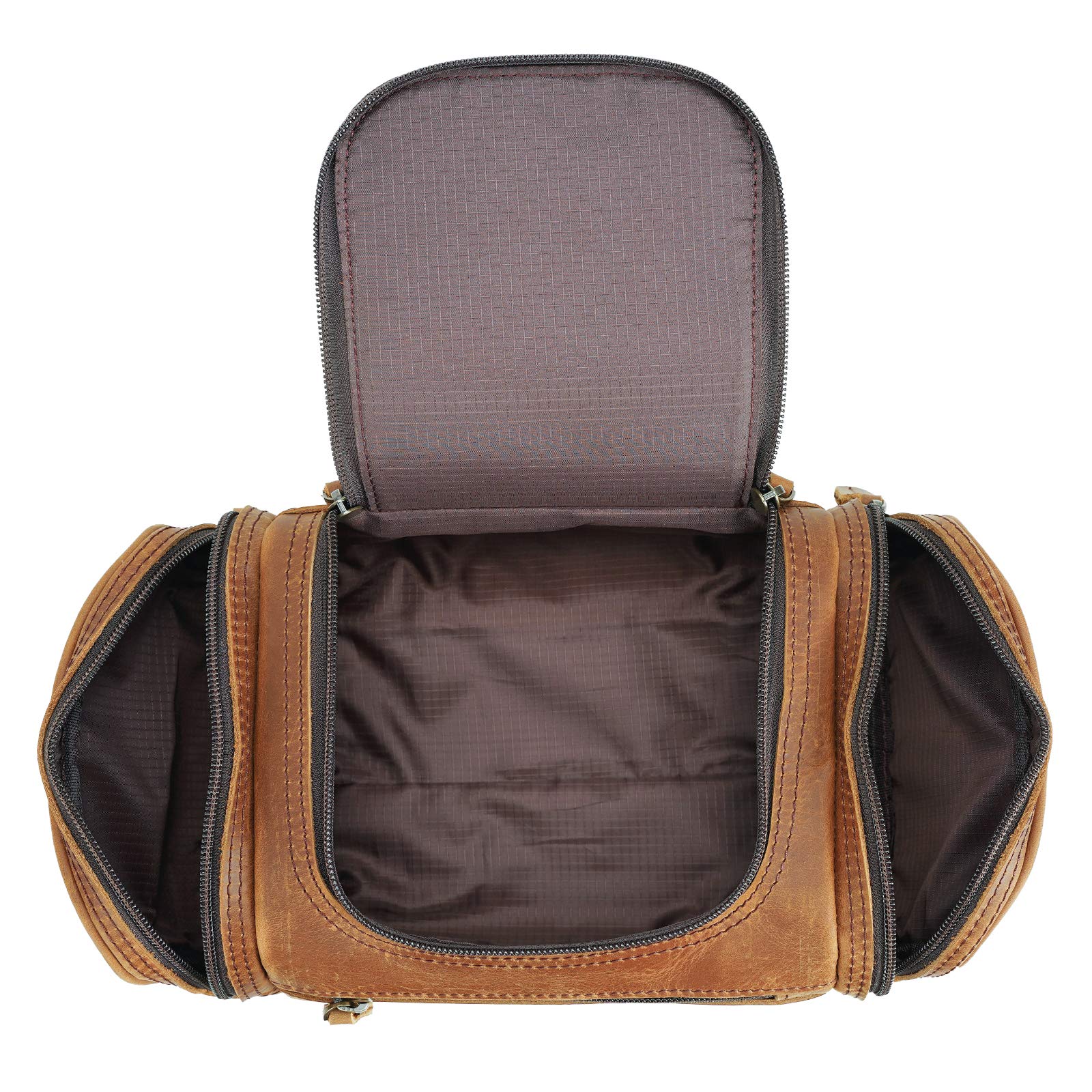 Premium Full Grain Leather Toiletry Bag for Men - Travel Shaving Kit & Dopp Kit with YKK Zippers - Ideal for Business Trips, Gym & Vacation Essentials Organization