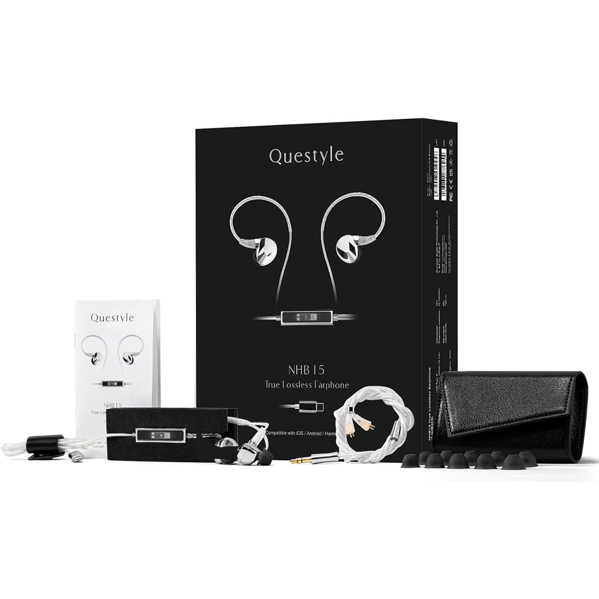 Questyle NHB15 USB-C True Lossless Hi-Res Earphones with Built-in DAC/Amp - Open Box - Perfect for Audiophiles, Travel & Mobile Gaming