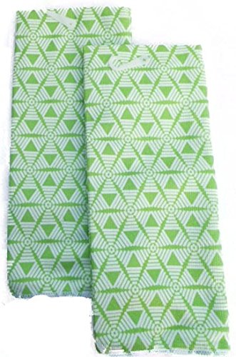 Premium Green and White Microfiber Kitchen Towels Set of 2 - Super Absorbent, Quick-Drying Dish Cloths for Washing Dishes, Cleaning Countertops & Kitchen Surfaces