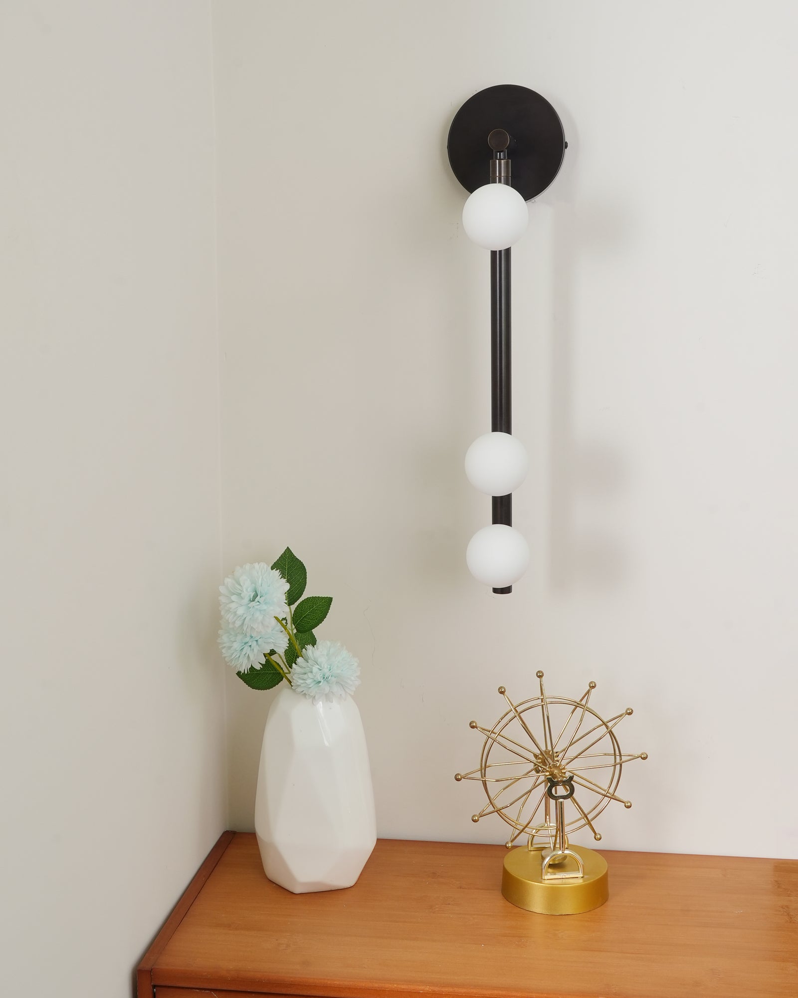 Brass Glass Tube Plug-in Wall Sconce Light - Vintage Industrial Style for Bedroom, Living Room, or Hallway Lighting