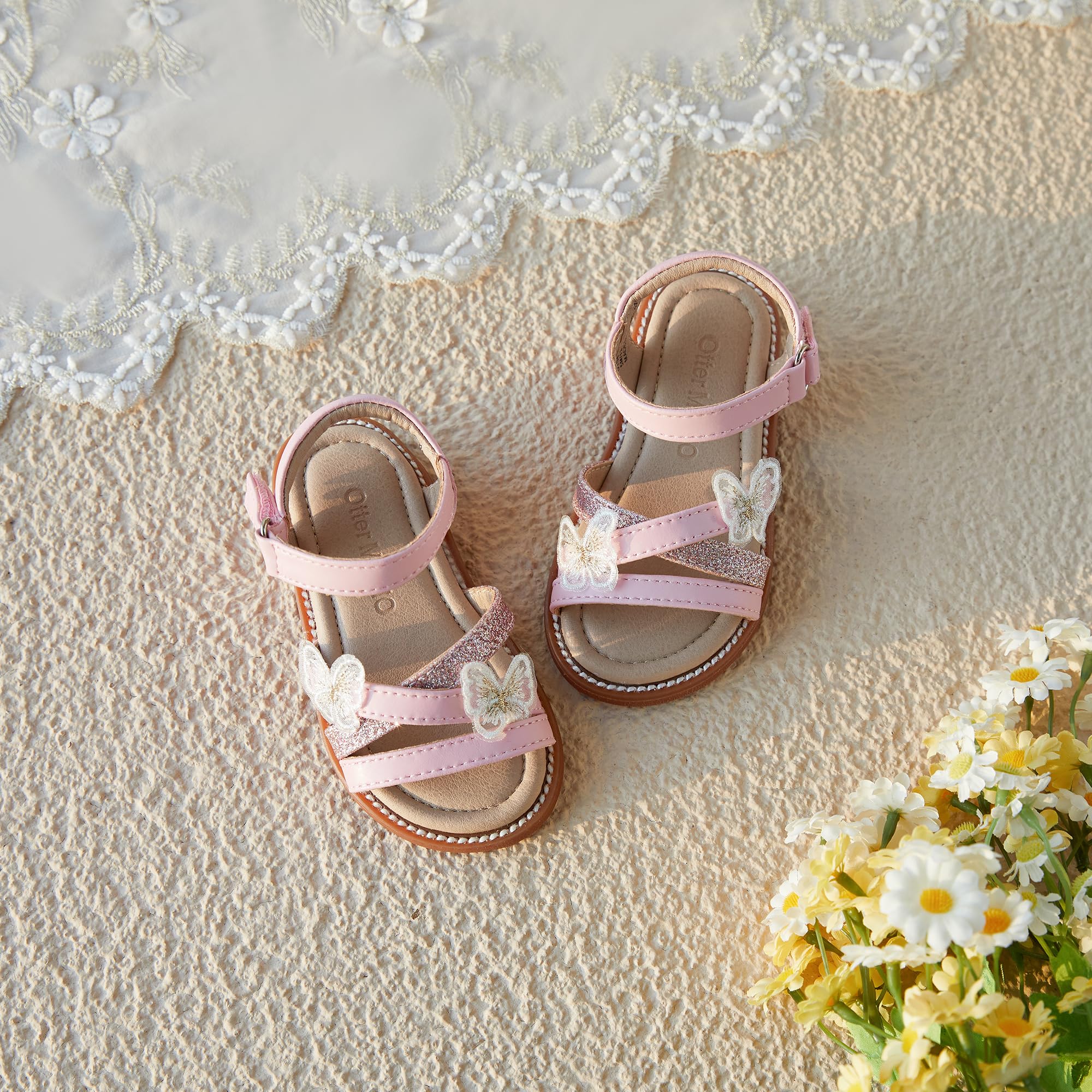 Otter MOMO Girls Sandals - Open Toe Princess Flat Sandals for Summer | Comfortable Casual Shoes for Beach, Park & Outdoor Play