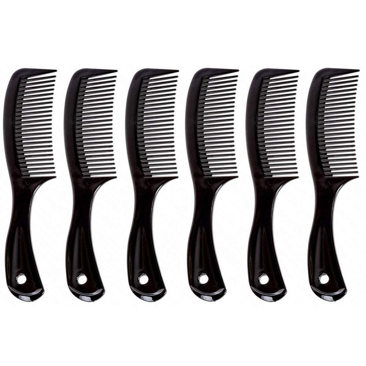 Wide Tooth Comb for Travel - 6 Inch Compact Hair Comb, 6 Pack Black - Perfect for On-the-Go Styling, Detangling & Salon Use